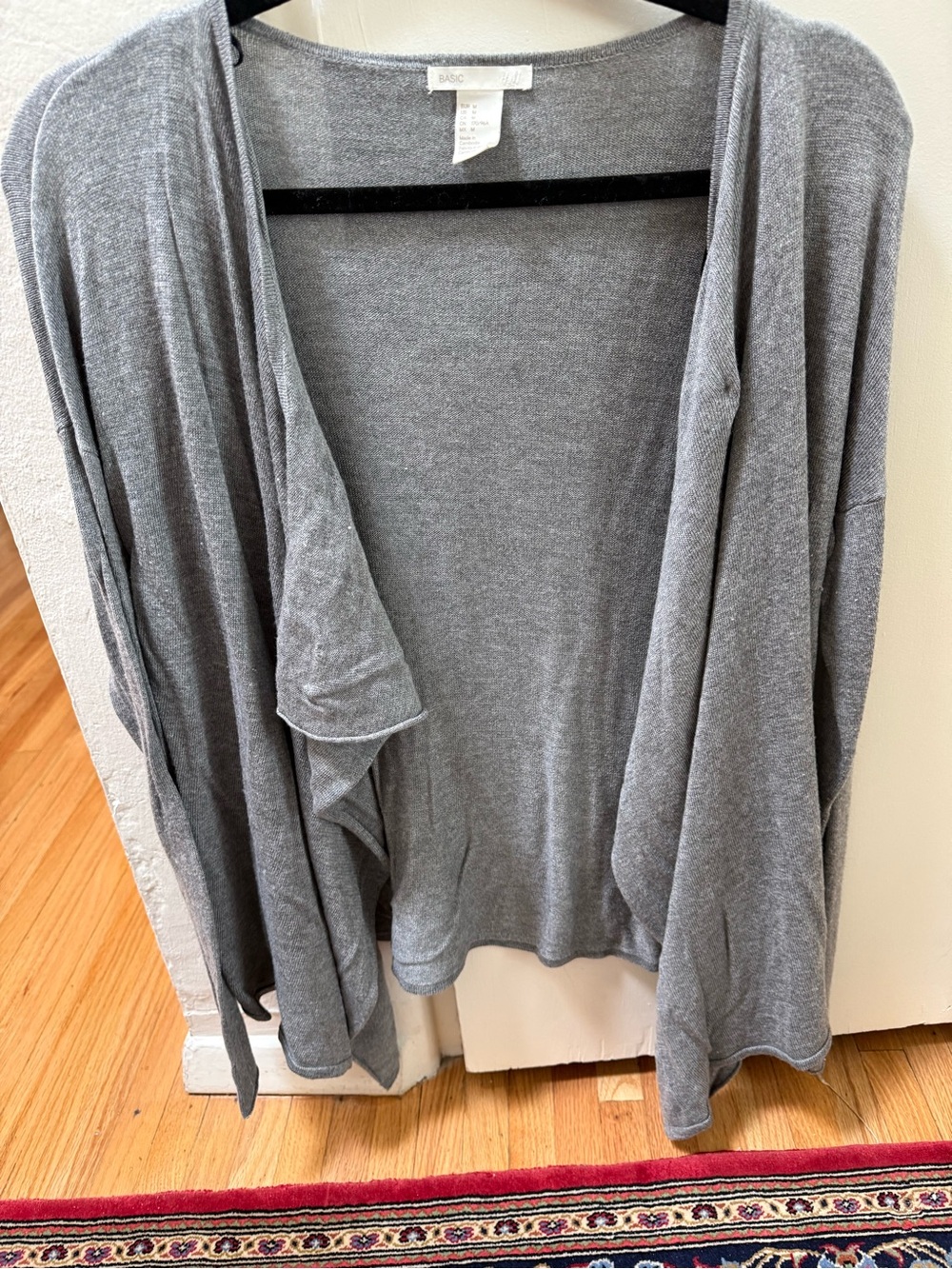 Basic H & M Light Gray Open-Front Draped Wrap Cardigan Size M